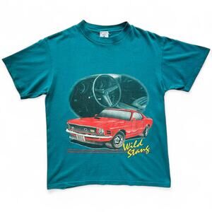 Vintage Wild Stang Ford Mustang Boss Fastback Single Stitch Teal Car USA T Shirt